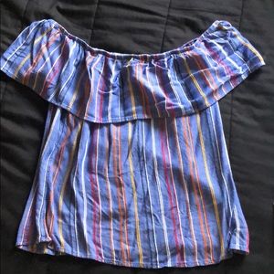 Socialite striped off the shoulder top